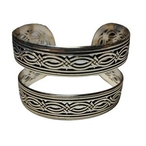 Brighton‎ Cuff Bracelet Ferrara Equestra Scroll Oval Silver Plated Boho
